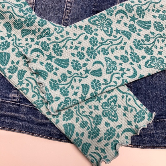 Girl’s Denim Hoodie/Jacket/Shacket, L-XL, Faded Blue/Teal, Handmade/Upcycled - Picture 5 of 7